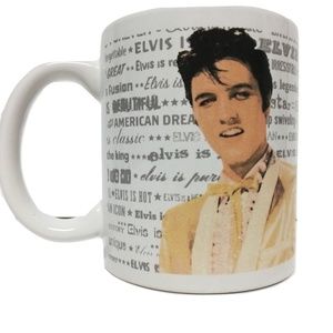 Elvis Mug White with Gold and Print (flawed)
